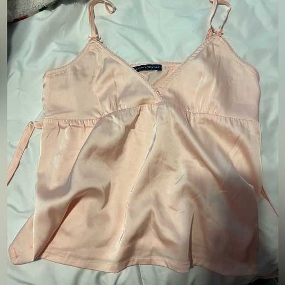 Brandy Melville Tops - Brandy Melville Pink Silk Tie Shirt